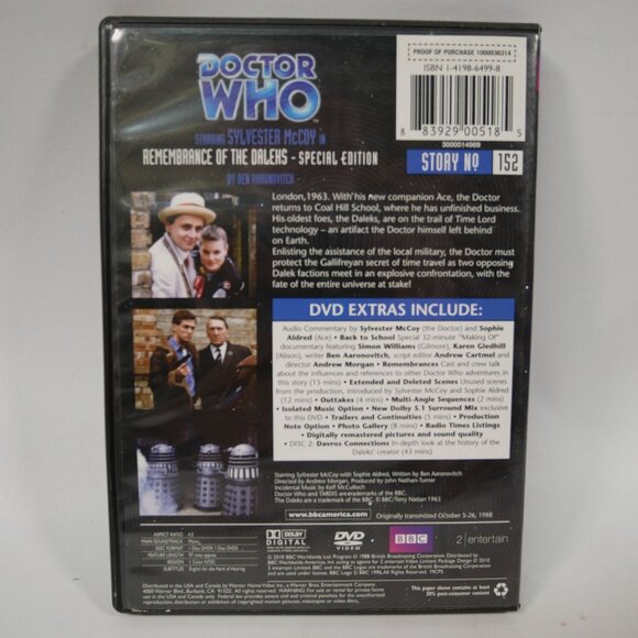 Doctor Who Remembrance of the Daleks Special Edition DVD Story 152 - TESTED - Picture 2 of 2